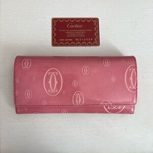 Cartier Pink Happy Birthday Monogram Long Patent Leather Wallet